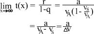 lim_x->oo t(x) = r/(1-q) = a/(v_A(1-v_S/v_A)) = a/(v_A/v_S) = a/Δv